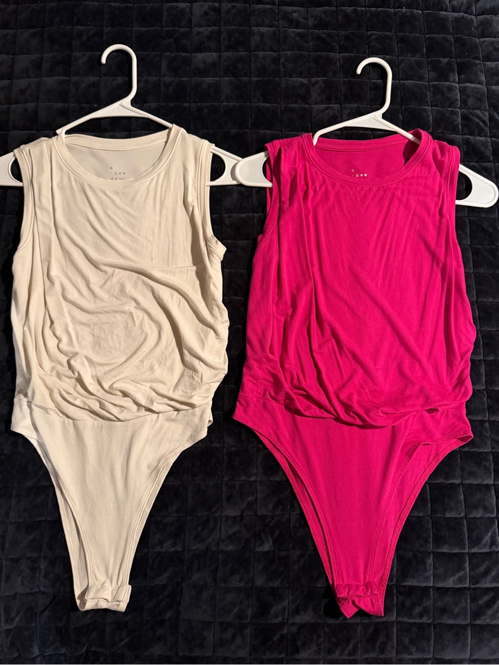 MAKE AN OFFER A new day- Women’s Sleeveless One-Piece Bodysuits-Hot Pink & Cream